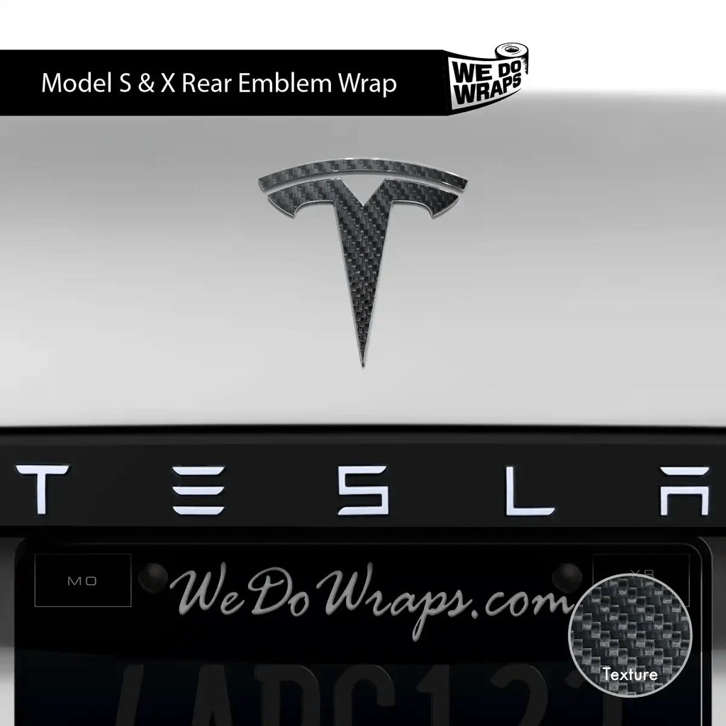 3M Carbon Fiber Tesla Emblem Decals (Front + Back) | Model X