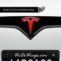 3M Gloss Hot Rod Red Tesla Emblem Decals (Front + Back) | Model X
