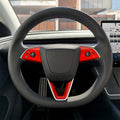 3M Gloss Hot Rod Red Tesla Steering Wheel Trim Decal Kit (3pcs) | MY 2026+ Refresh