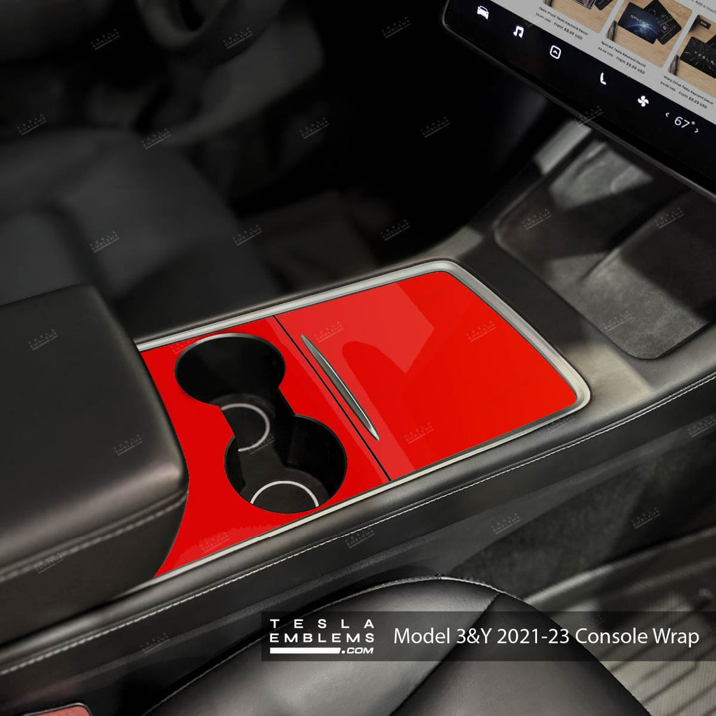 3M Gloss Hot Rod Red | Tesla Center Console Wrap Kit | Model Y '21-25