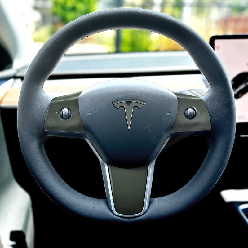 3M Matte Military Green Tesla Steering Wheel Wrap | MY 2019-'25