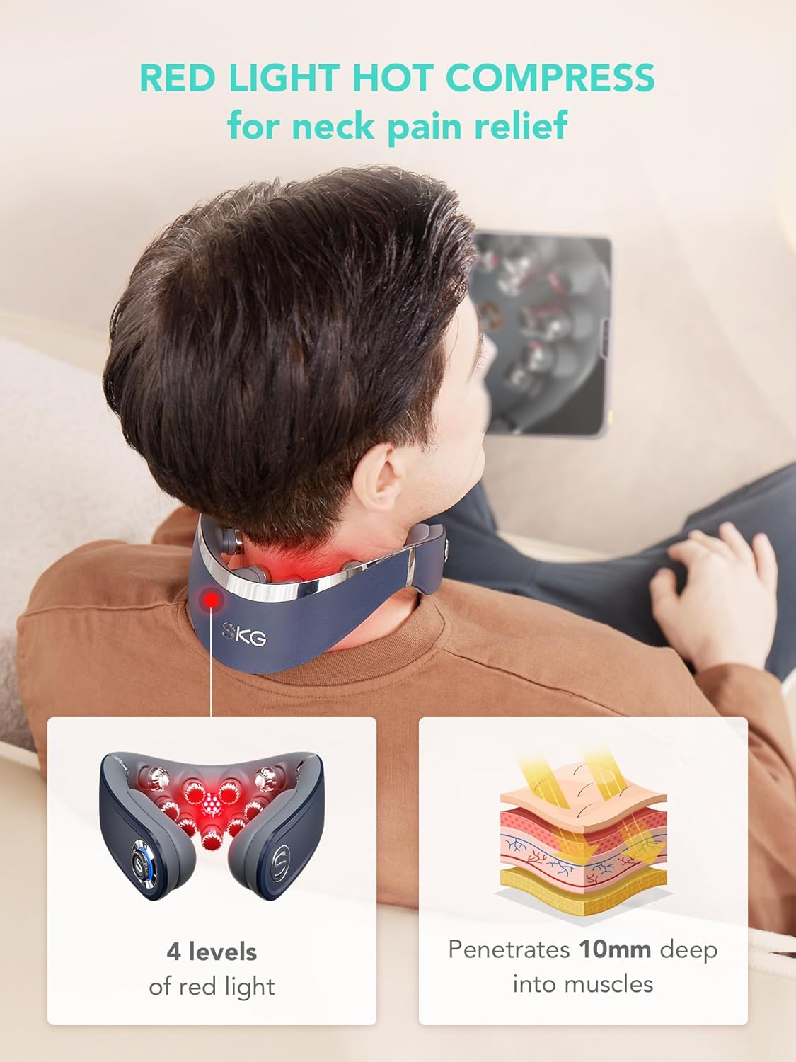 SKG Neck TENS unit with Heat Therapy and Pulse Technology