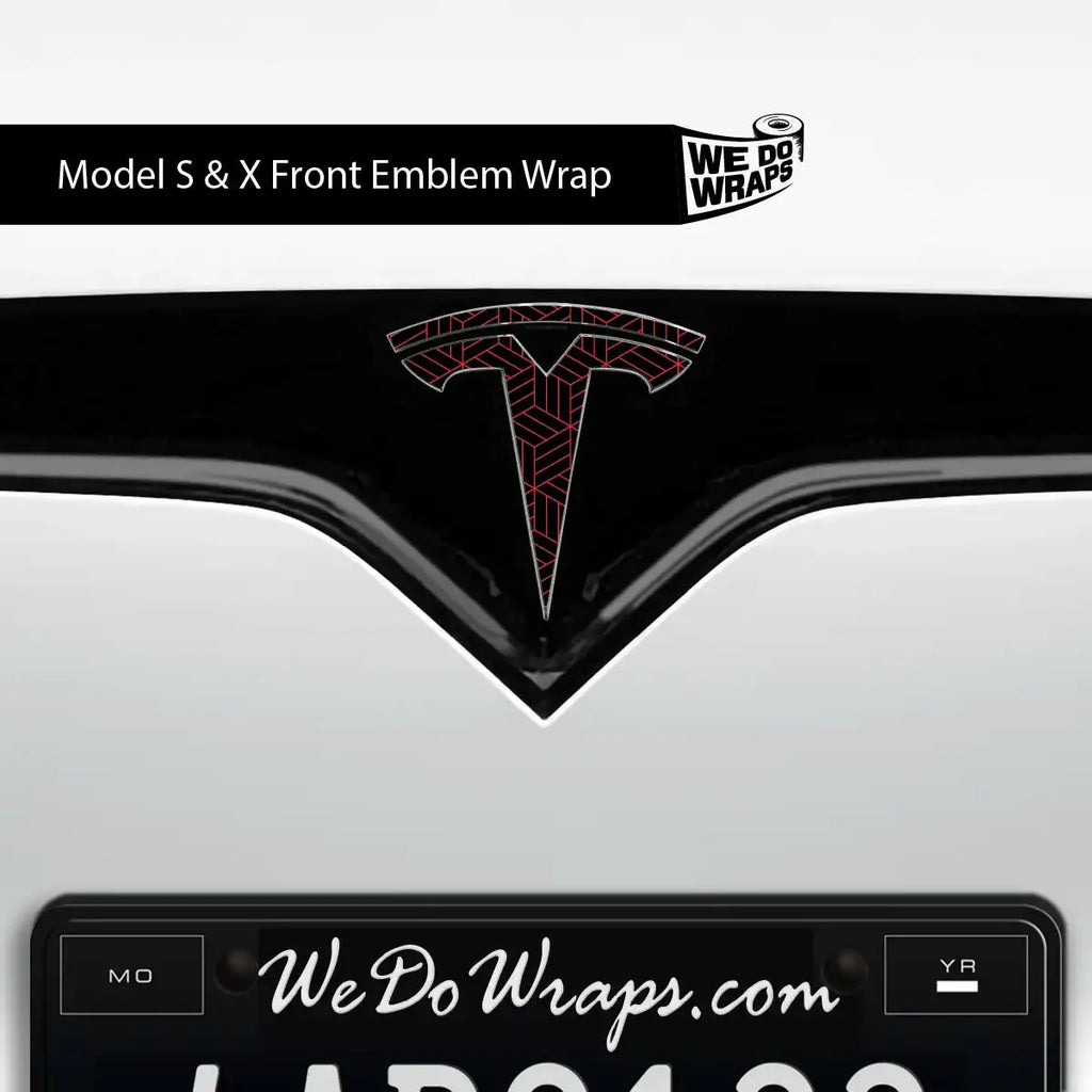 Isometric 3D Pattern Tesla Emblem Decals (Front + Back) | Model S