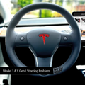 Isometric 3D Pattern Tesla Steering Wheel Emblem Decal | Model Y