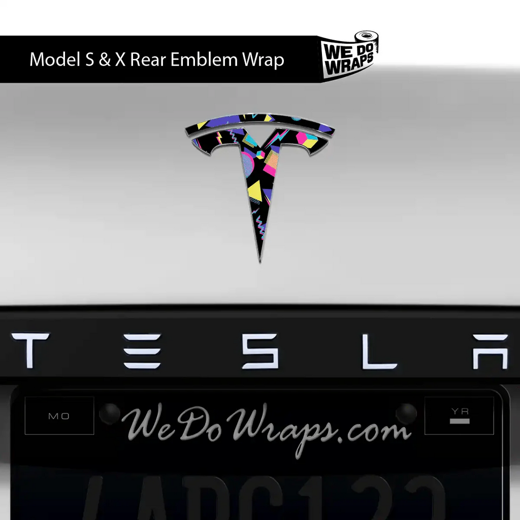 Rad 80's Tesla Emblem Decals (Front + Back) | Model S