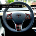 Black Plaid Tesla Steering Wheel Wrap | MY 2019-'25