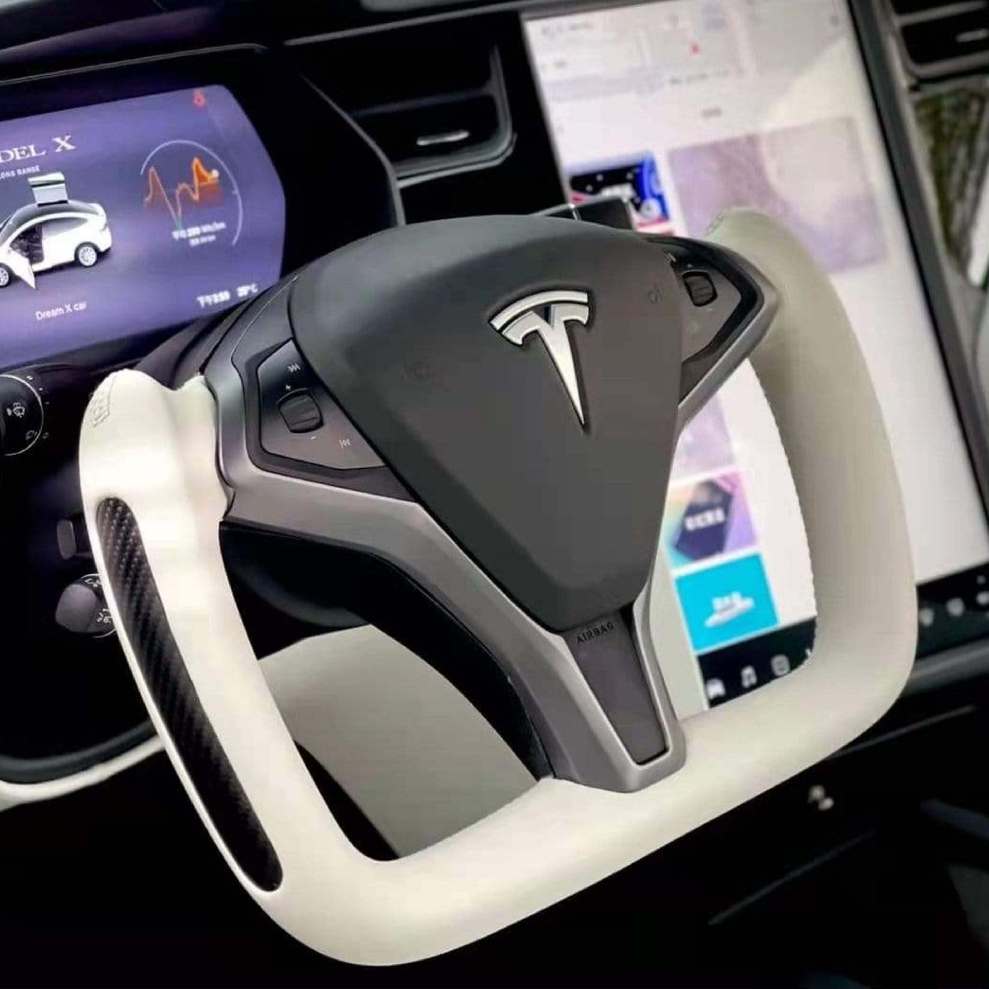 TESERY Custom Yoke Steering Wheel Replacement for Tesla Model X / S 2012-2020