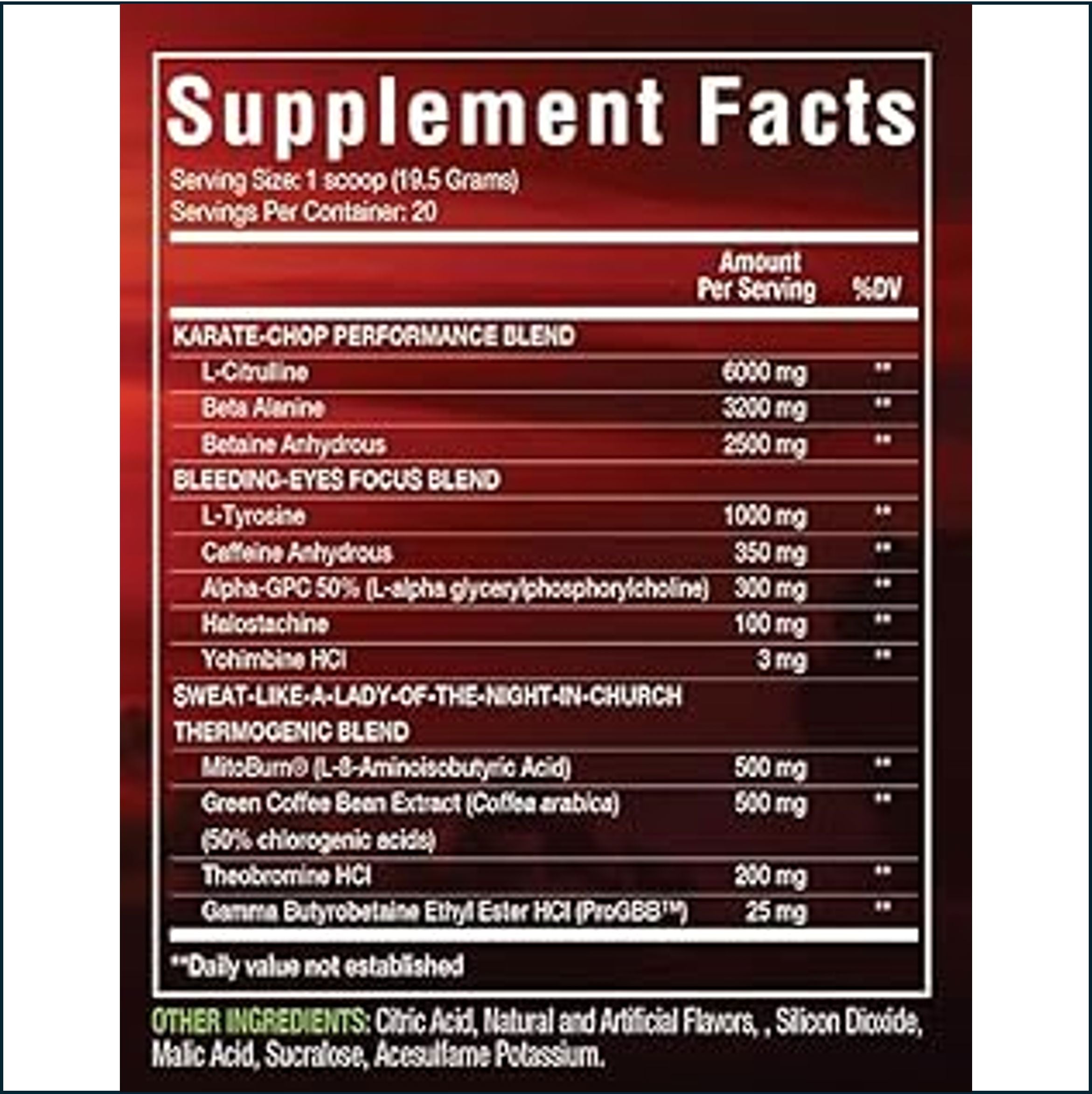 'Merica Labz Red, White and Boom Thermogenic Pre-Workout, 20 Servings