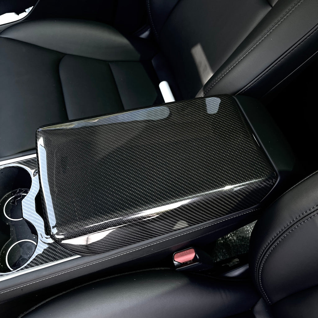 TESERY Model Y / 3 Armrest Cover - Dry Carbon Fiber Interior Mods