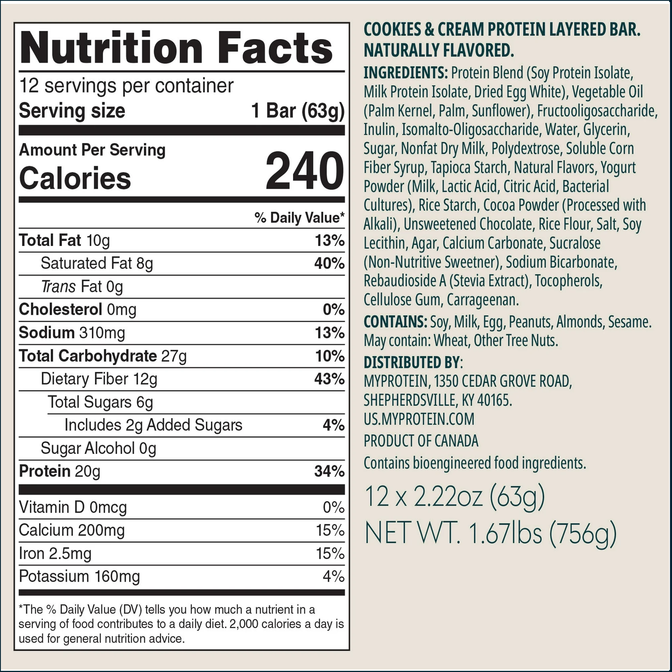 MyProtein Layered Protein Bar, Single