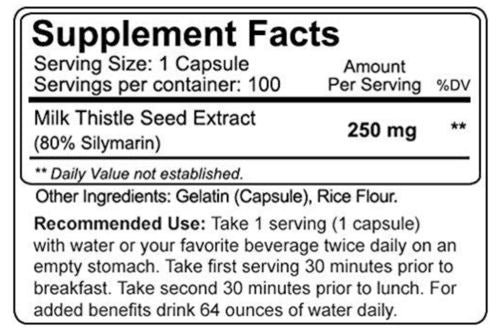NutraKey Milk Thistle 250mg, 100 Capsules