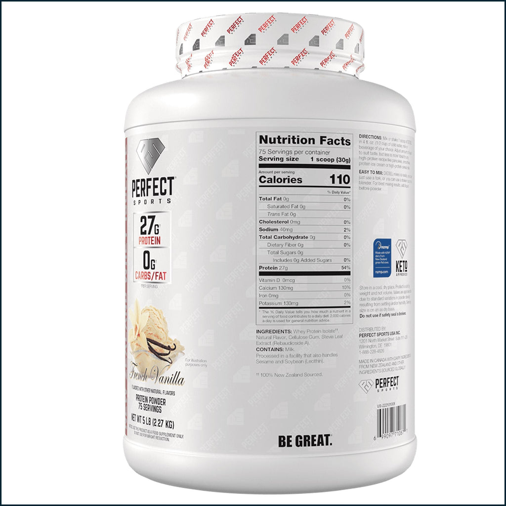 Perfect Sports Diesel 100% New Zealand Whey Protein Isolate, 5lbs