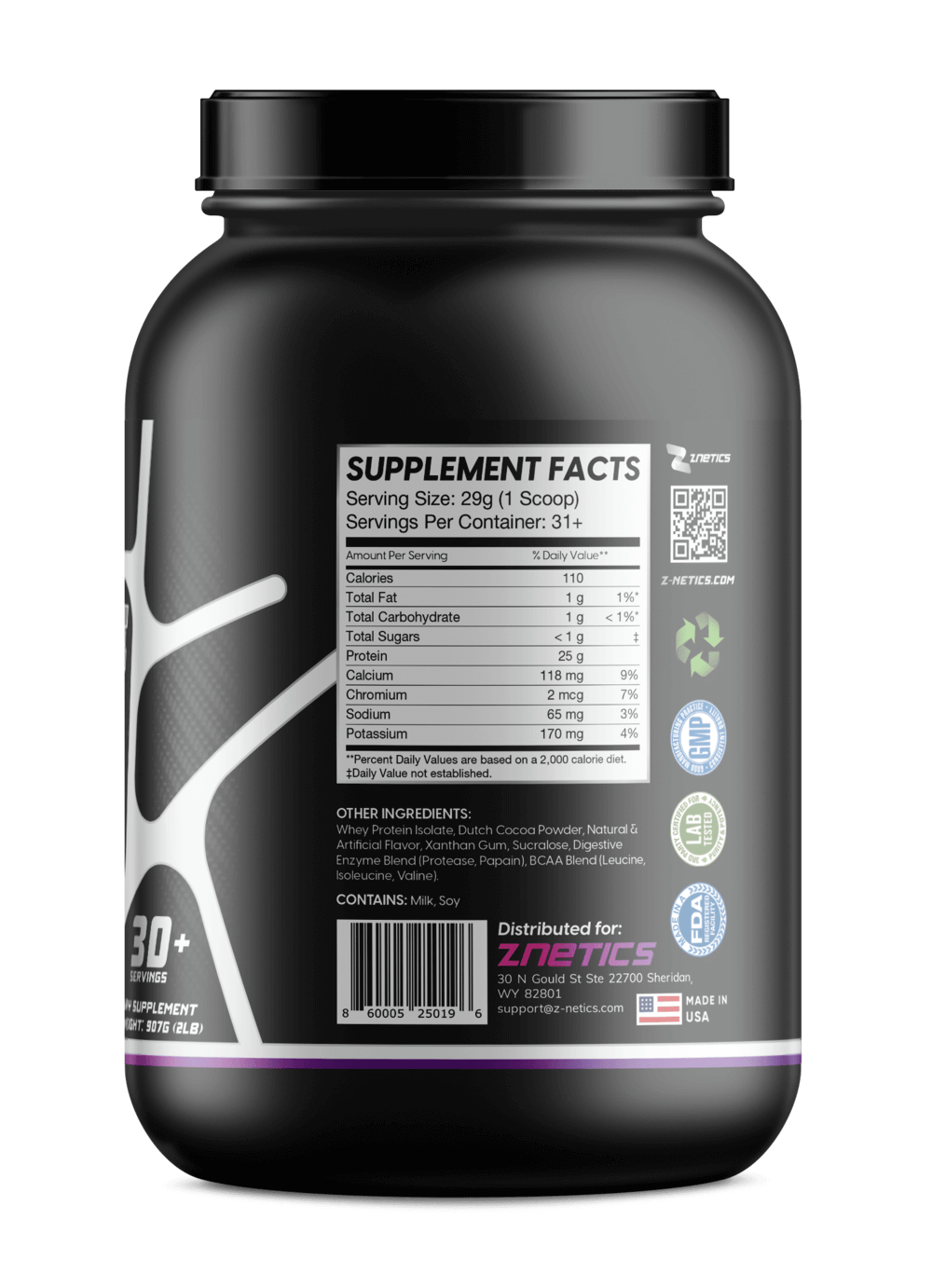 Whey Isolate Protein Chocolate 2LB | 25g Protein, Zero Sugar | ONE ZTRIKE by ZNETICS